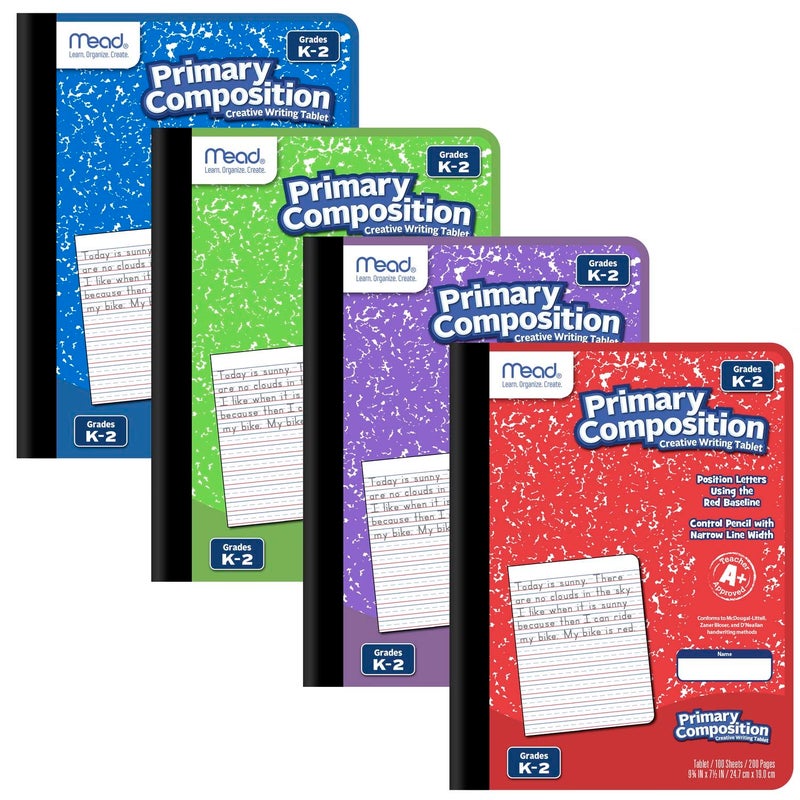 Mead Primary Composition Book, Ruled, Grades K-2, 100 Sheets, 7-1/2"" x 9-3/4"", 4 Pack (610053-ECM) - Image 1